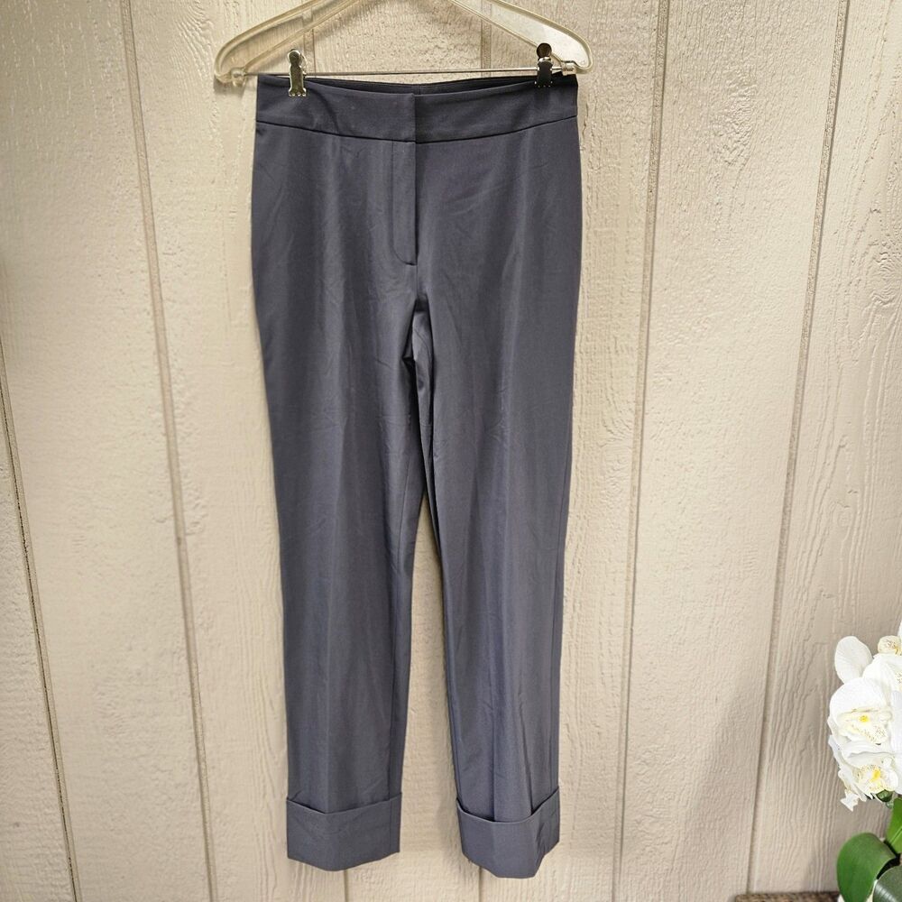 Yansi Fugel Gray Pants Size 6 Cuffed Work Slacks Flat Front Cropped